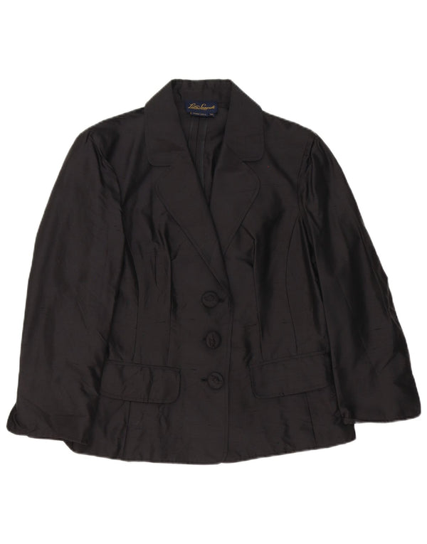 Luisa Spagnoli Womens 3 Button Blazer Jacket IT 46 Large Black Silk