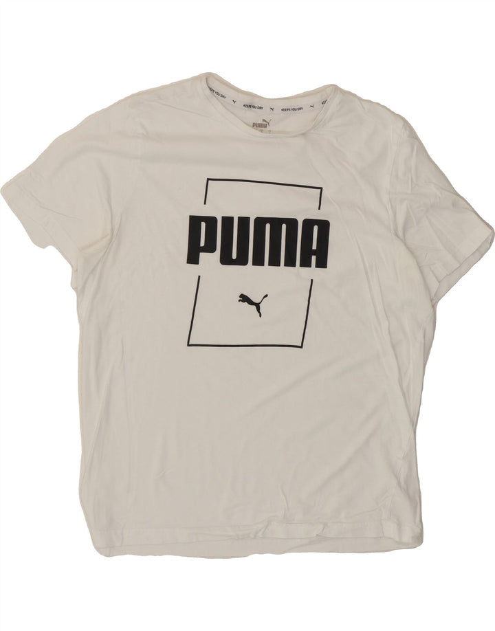 PUMA Mens Graphic T-Shirt Top Large White Vintage Puma and Second-Hand Puma from Messina Hembry 