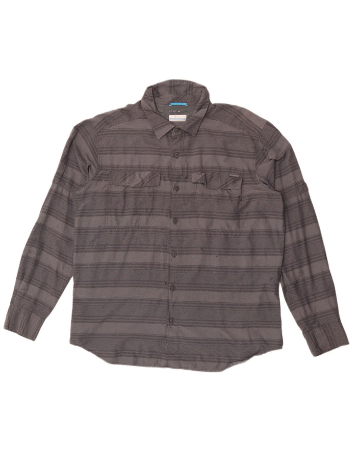 Columbia Mens Shirt Large Grey Striped Nylon