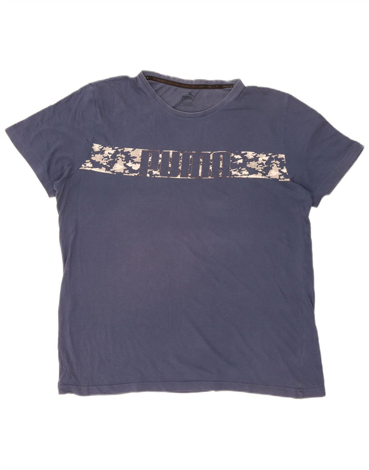 Puma Mens Graphic T-Shirt Top XL Navy Blue