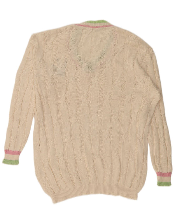 Carella Womens Longline Oversized V-Neck Jumper Sweater UK 14 Large Beige