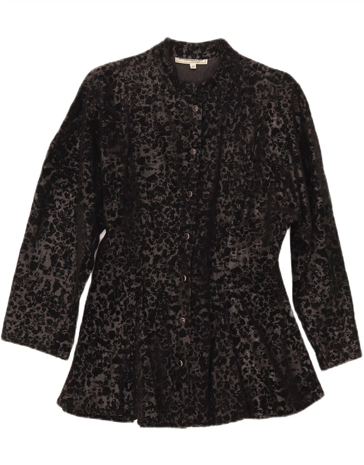 Vintage Womens 3/4 Sleeve Jacket IT 44 Medium Black Animal Print
