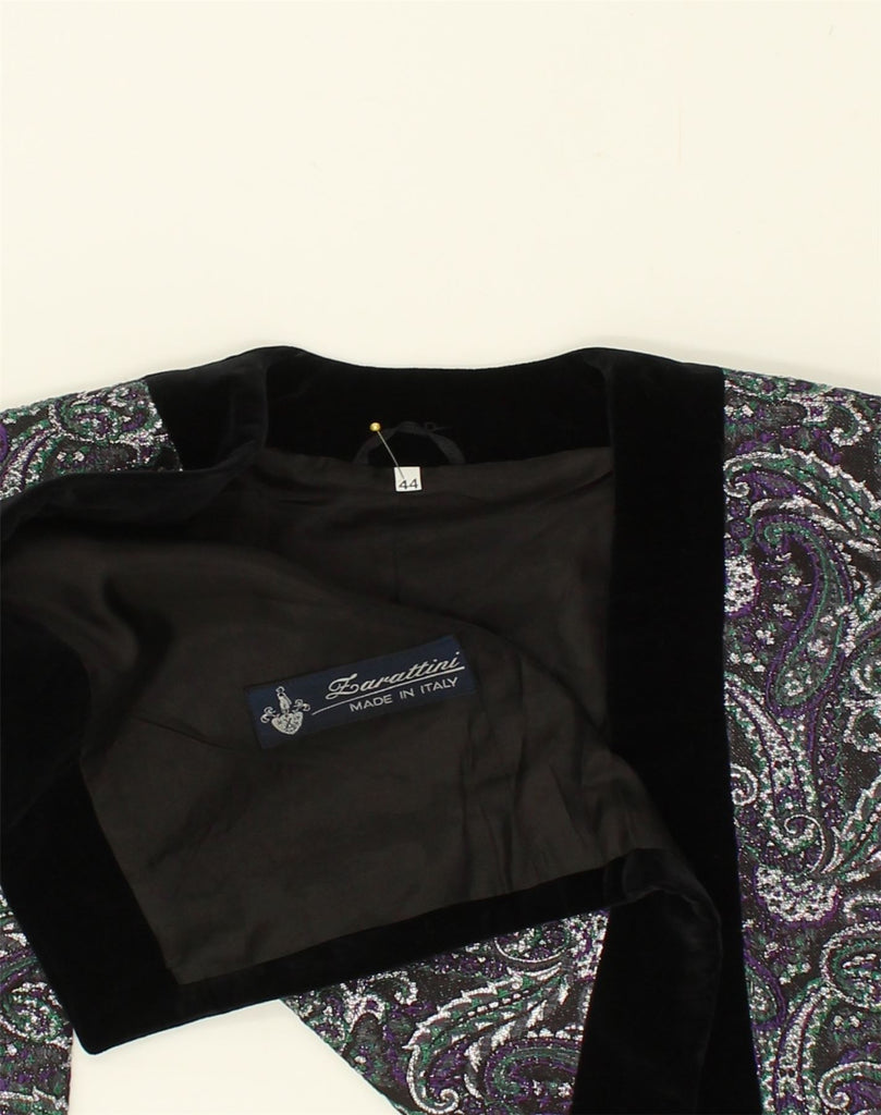 VINTAGE Womens Bolero Jacket UK 12 Medium Purple Paisley Polyester | Vintage Vintage | Thrift | Second-Hand Vintage | Used Clothing | Messina Hembry 