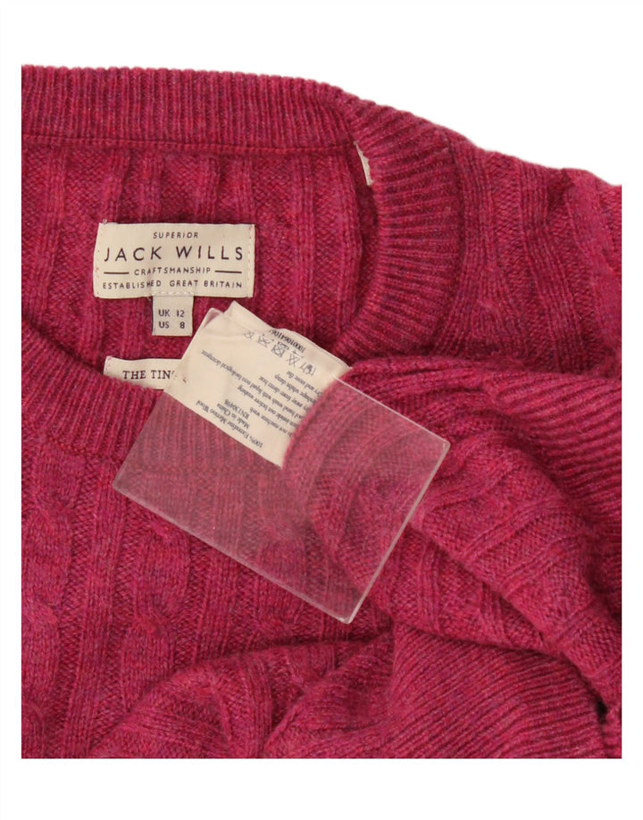 Jack Wills Womens Crew Neck Jumper Sweater UK 12 Medium Burgundy