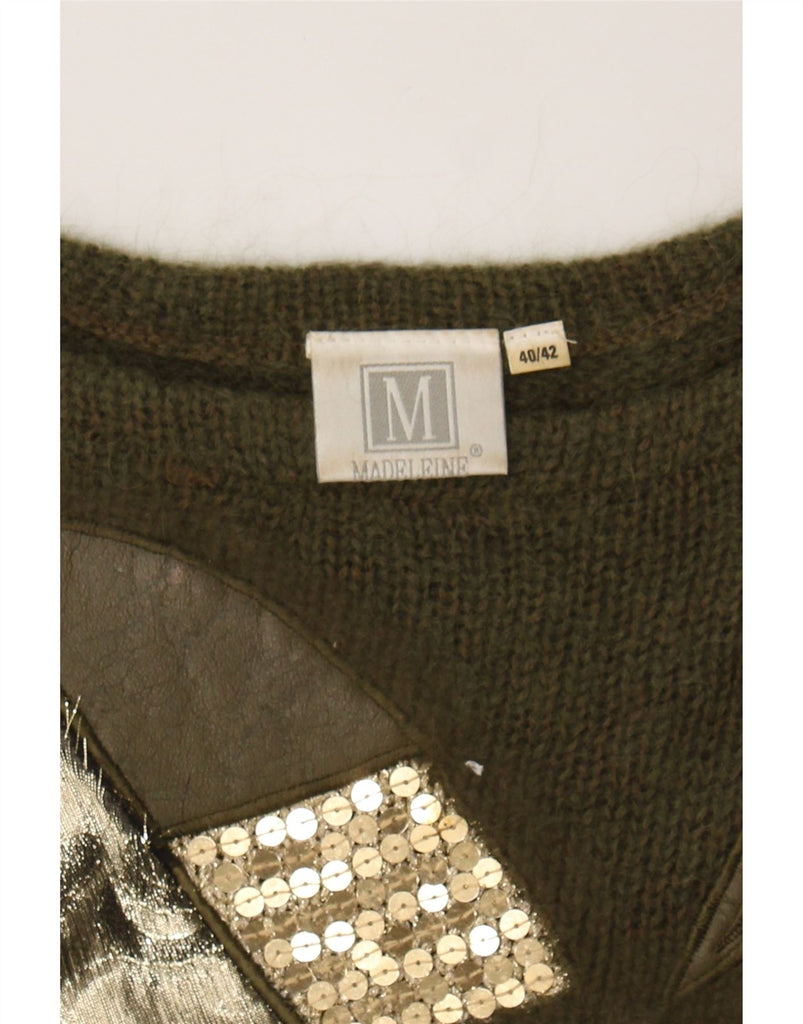 MADELEINE Womens Boat Neck Jumper Sweater EU 40/42 Medium Khaki Mohair Vintage Madeleine and Second-Hand Madeleine from Messina Hembry 