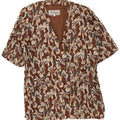 Les Copains Womens Short Sleeve Blazer Jacket UK 16 Large Brown Floral