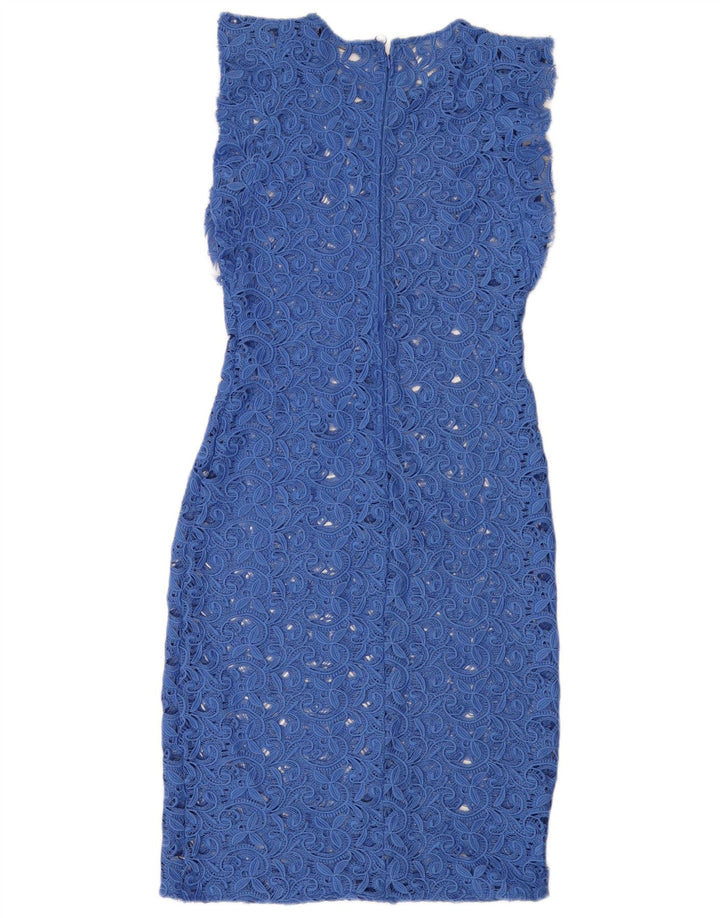 Zara Womens Lace Sheath Dress UK 12 Medium Blue Floral