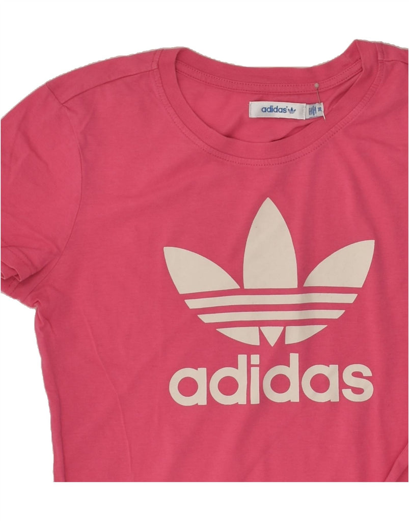 ADIDAS Womens Graphic T-Shirt Top EU 36 Small Pink Cotton | Vintage Adidas | Thrift | Second-Hand Adidas | Used Clothing | Messina Hembry 