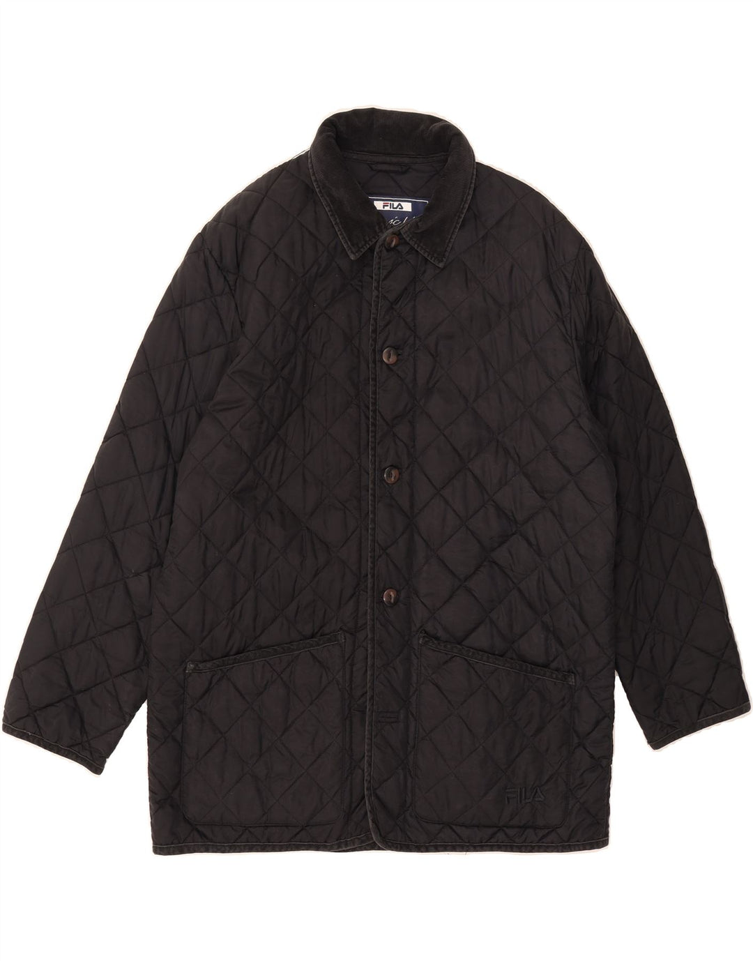 FILA Mens Quilted Jacket IT 50 Large Black Polyester Vintage Fila and Second-Hand Fila from Messina Hembry 