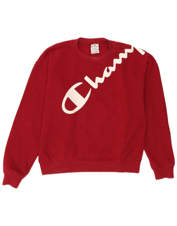 Champion Womens Graphic Oversized Sweatshirt Jumper UK 10 Small Burgundy