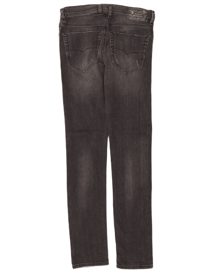 DIESEL Womens Tepphar Distressed Carrot Slim Jeans W28 L32 Grey Cotton