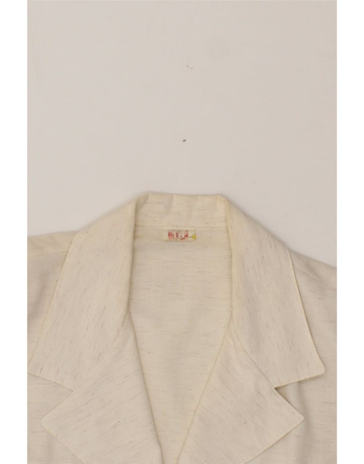 VINTAGE Womens Short Sleeve 2 Button Blazer Jacket UK 18 XL Beige Flecked Vintage Vintage and Second-Hand Vintage from Messina Hembry 