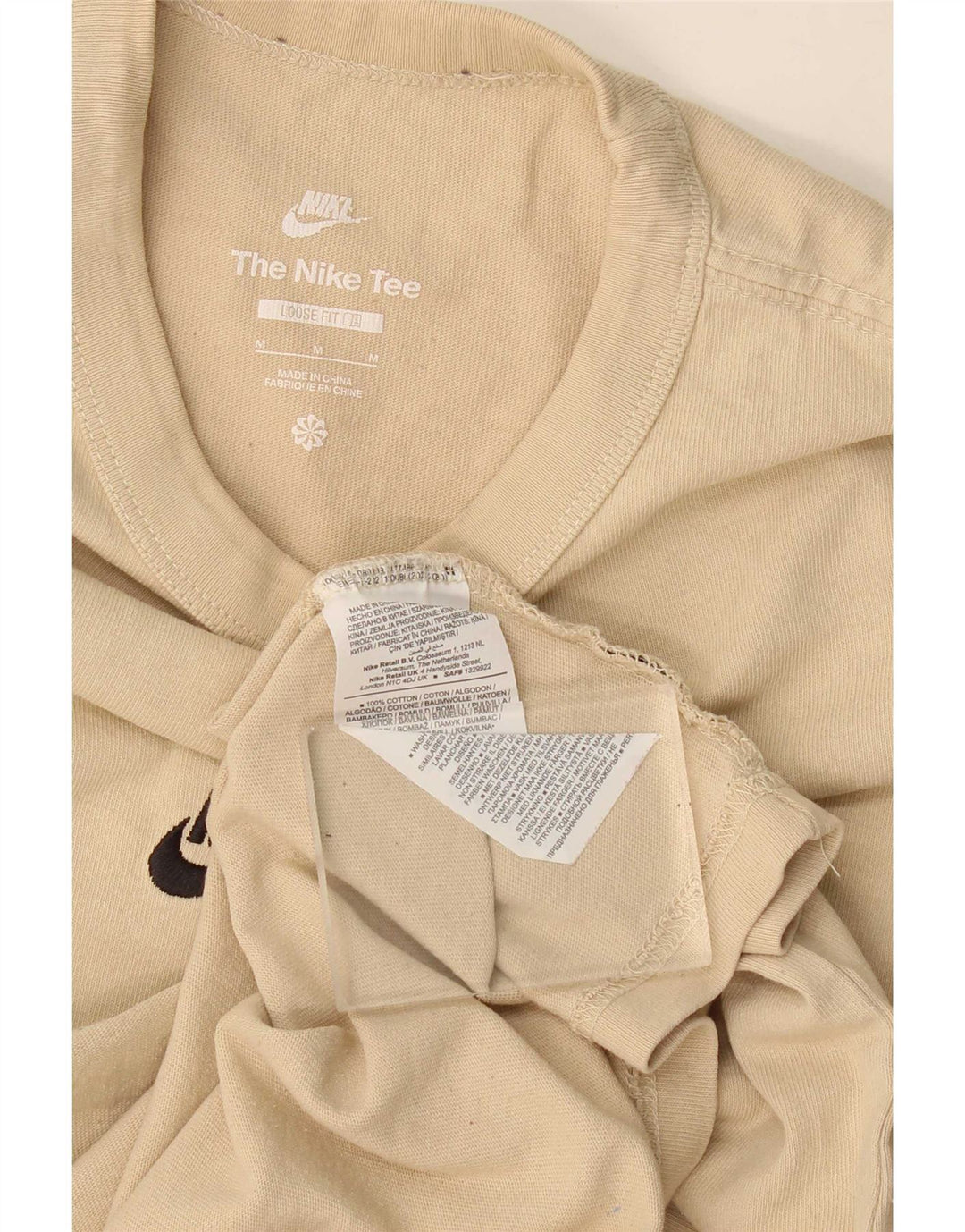 Nike Mens Loose Fit T-Shirt Top Medium Beige Cotton