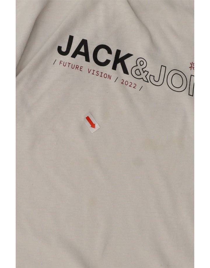 JACK & JONES Mens Graphic T-Shirt Top Small White Cotton