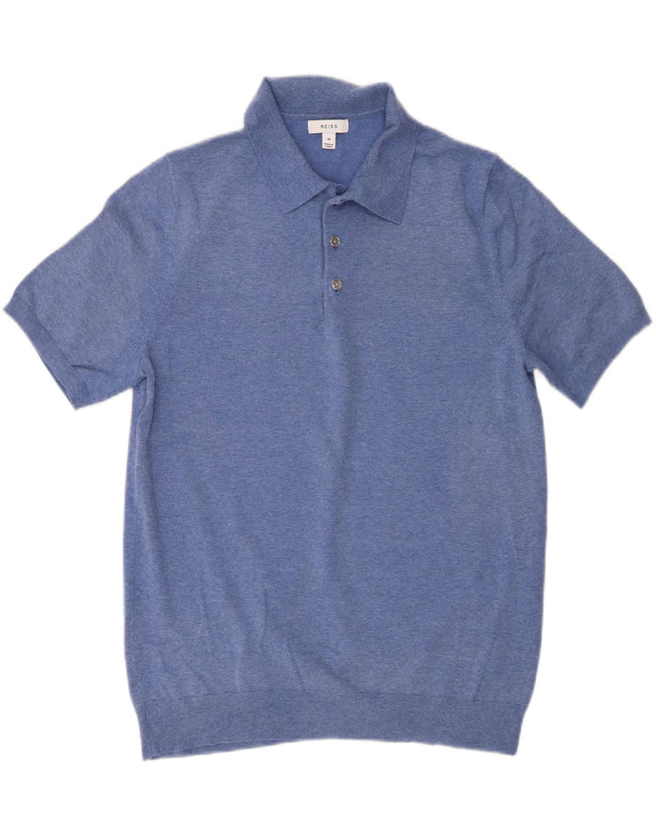 Reiss Mens Polo Shirt Medium Blue Cotton