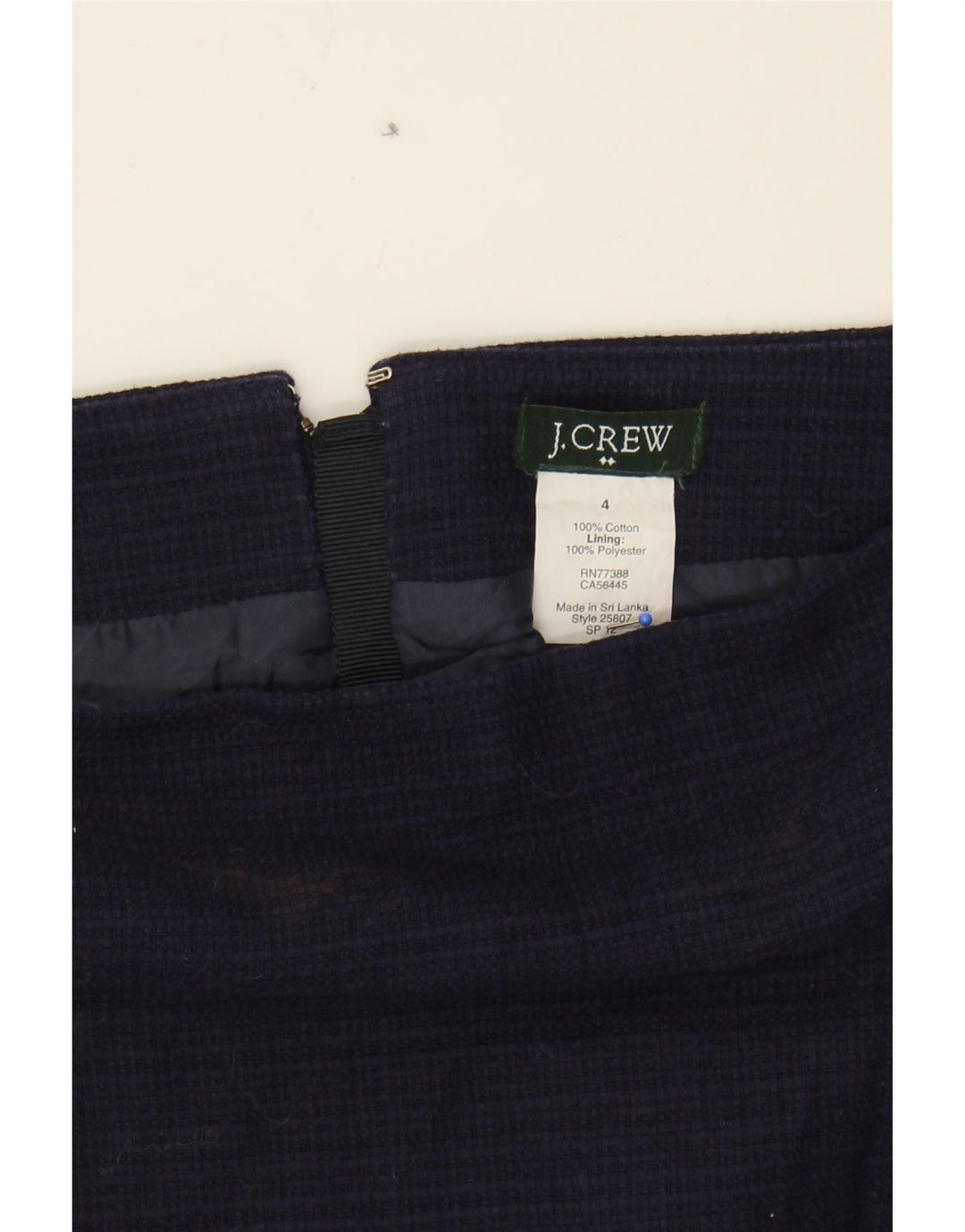 J. CREW Womens Mini Skirt US 4 Small W30 Navy Blue Check Cotton Vintage J. Crew and Second-Hand J. Crew from Messina Hembry 