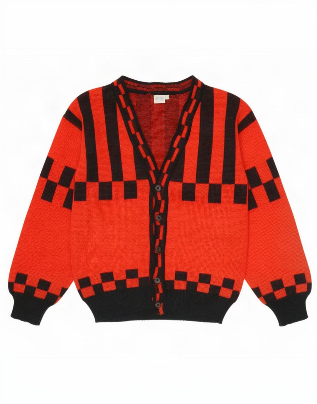 Vintage Womens Cardigan Sweater EU 40 Medium Red Geometric
