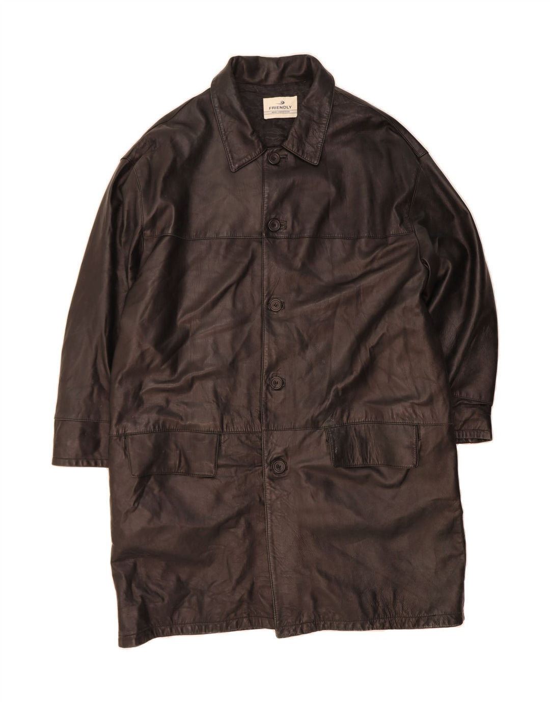 VINTAGE Mens Leather Coat UK 46 3XL Black Leather Vintage Vintage and Second-Hand Vintage from Messina Hembry 