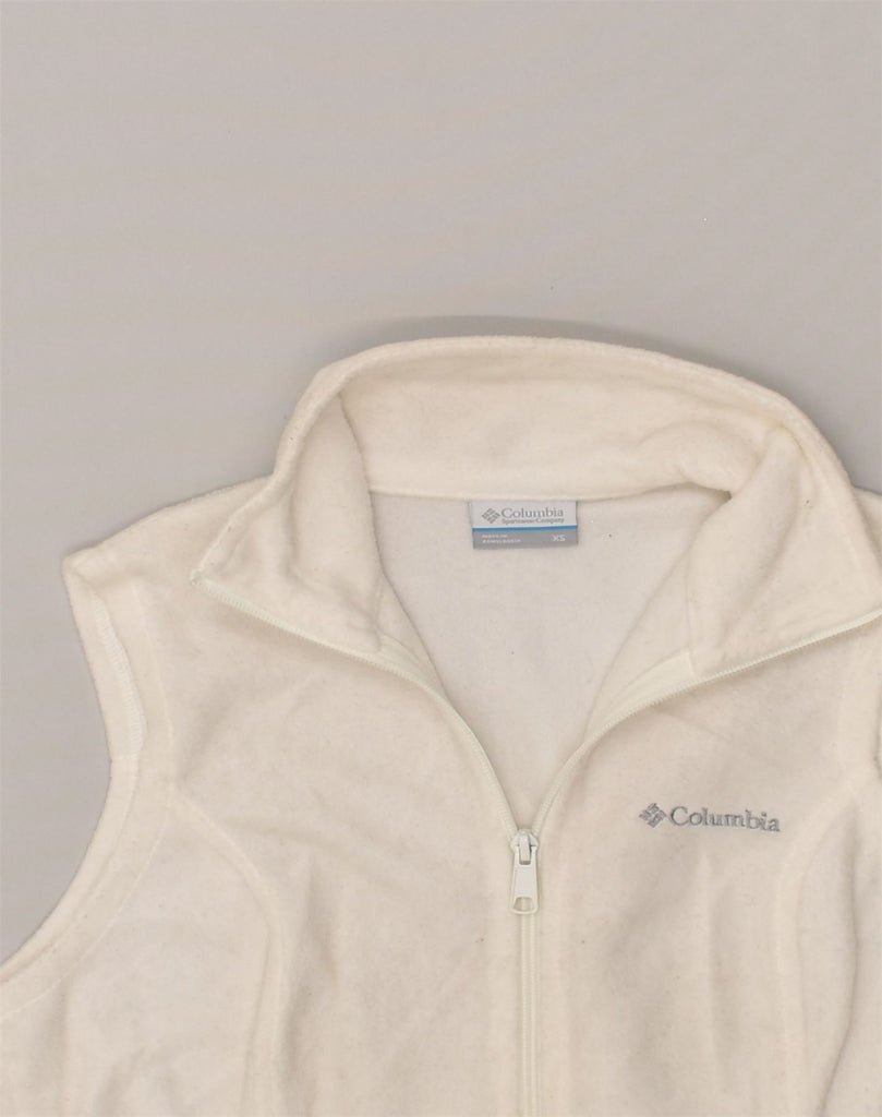 COLUMBIA Womens Fleece Gilet UK 6 XS White Polyester | Vintage Columbia | Thrift | Second-Hand Columbia | Used Clothing | Messina Hembry 