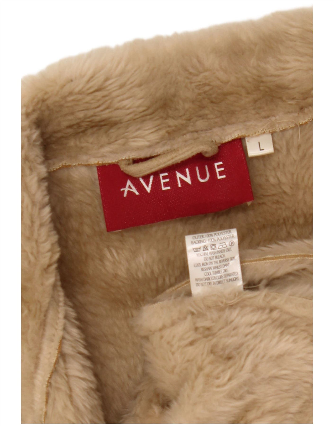 AVENUE Womens Sherpa Jacket UK 14 Large Beige Polyester Classic