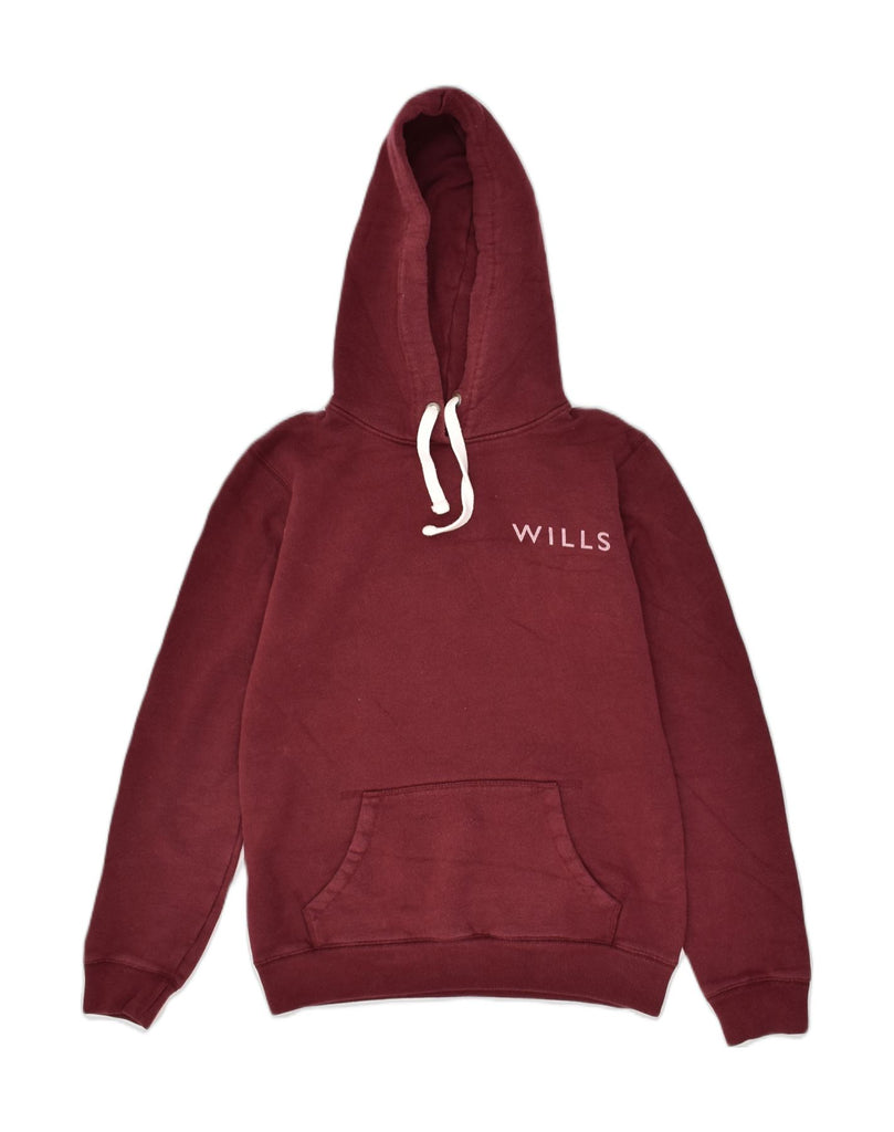 JACK WILLS Womens Graphic Hoodie Jumper UK 8 Small Maroon Cotton | Vintage Jack Wills | Thrift | Second-Hand Jack Wills | Used Clothing | Messina Hembry 