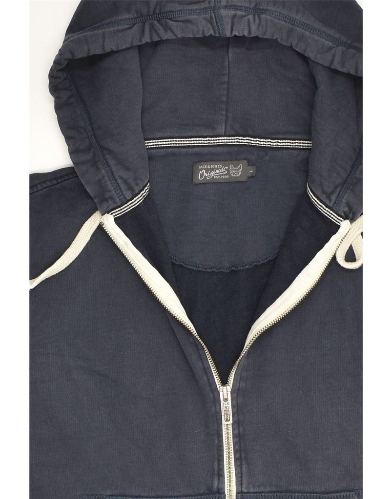 JACK & JONES Mens Zip Hoodie Sweater Large Navy Blue Cotton | Vintage Jack & Jones | Thrift | Second-Hand Jack & Jones | Used Clothing | Messina Hembry 