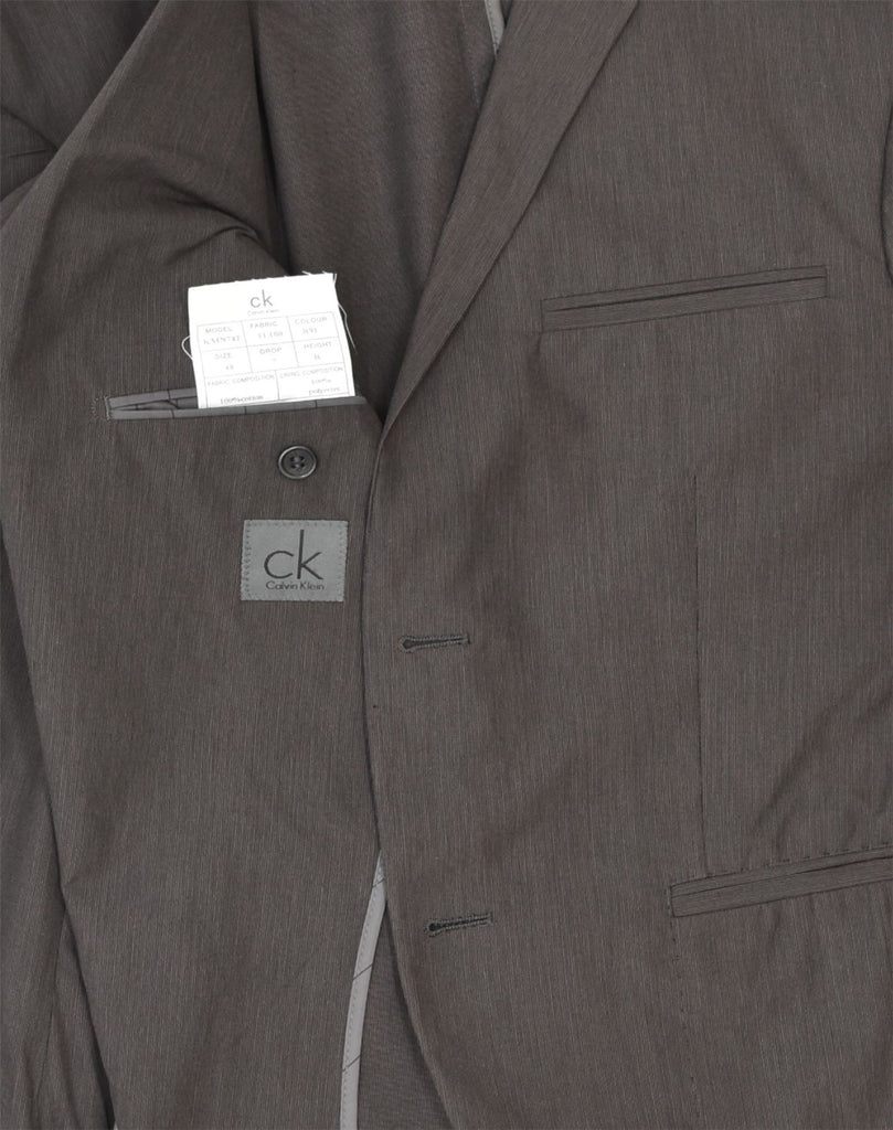 CALVIN KLEIN Mens 2 Button Blazer Jacket EU 48 Medium Grey Cotton | Vintage Calvin Klein | Thrift | Second-Hand Calvin Klein | Used Clothing | Messina Hembry 