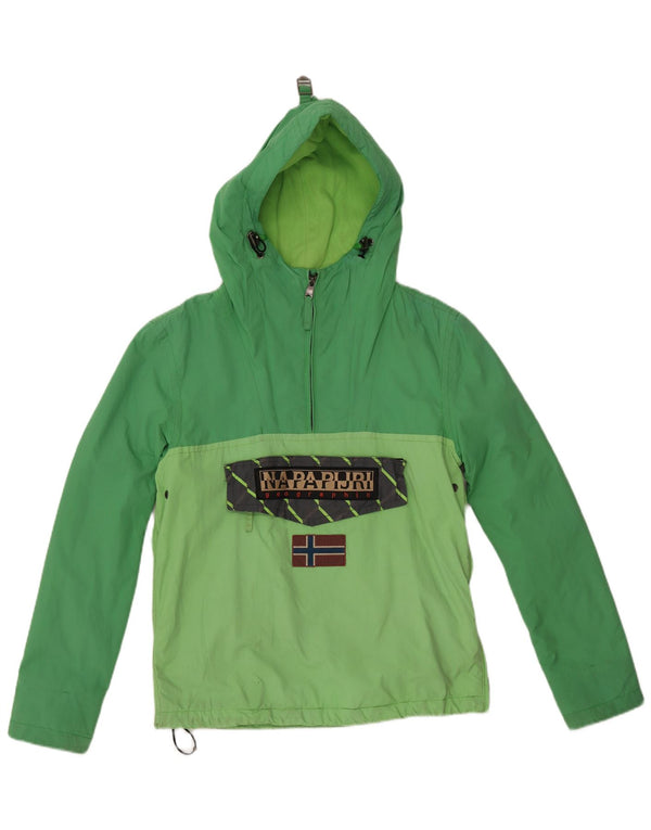 Napapijri Mens Hooded Graphic Anorak Jacket UK 36 Small Green Colourblock