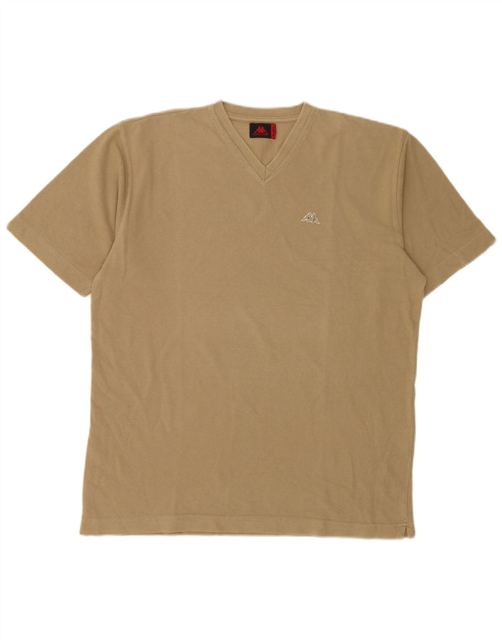 Kappa Mens T-Shirt Top XL Beige Cotton