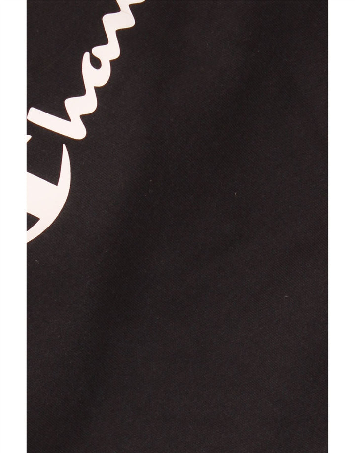 CHAMPION Mens Graphic Hoodie Jumper Medium Black Cotton