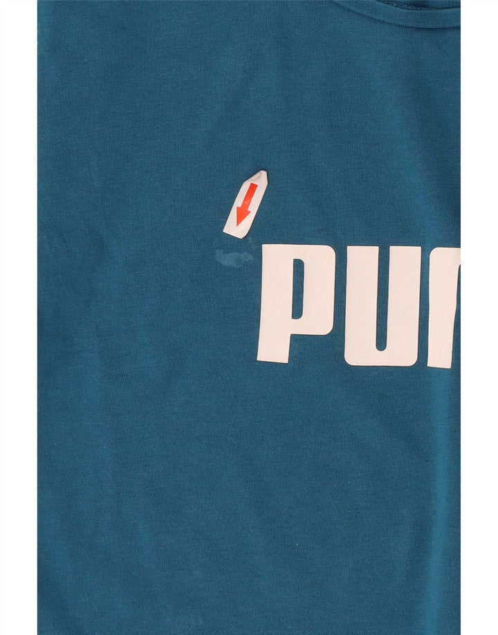 Puma Womens Graphic T-Shirt Top UK 12 Medium Blue