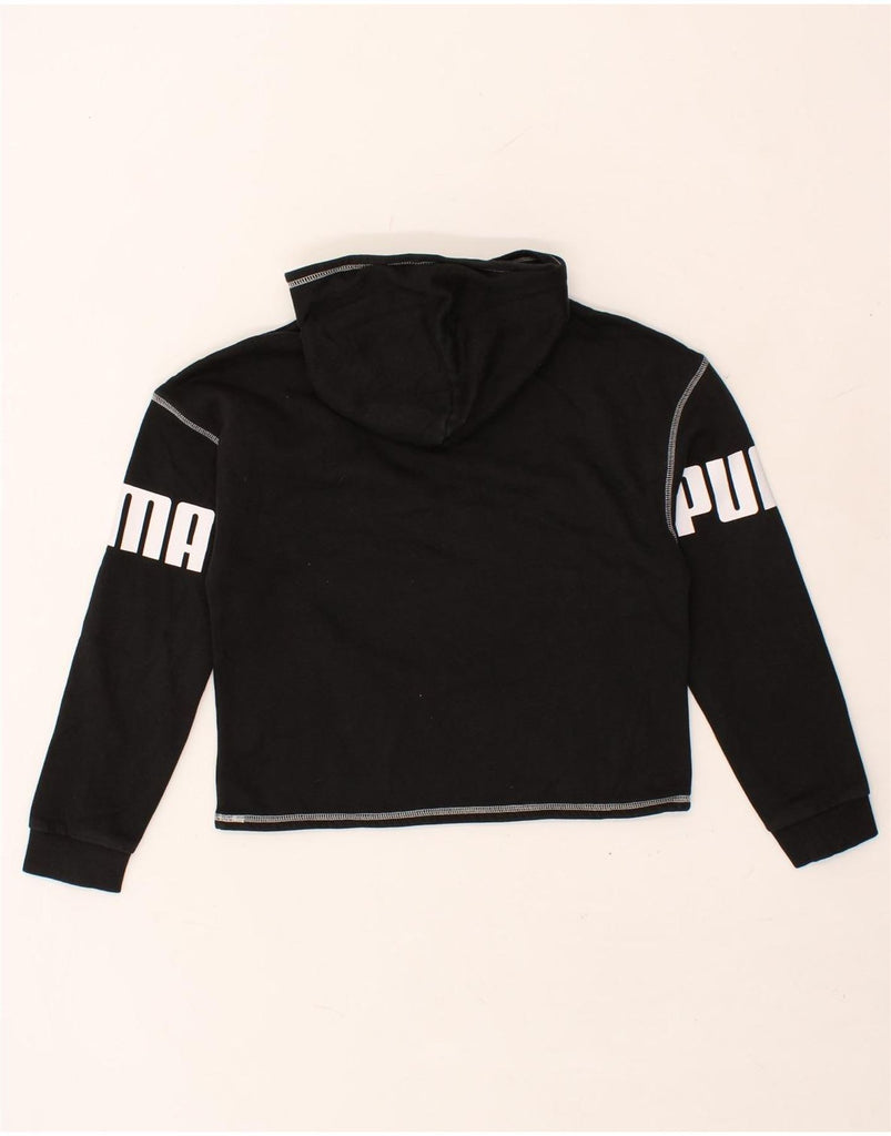 PUMA Girls Graphic Hoodie Jumper 13-14 Years Black Cotton | Vintage Puma | Thrift | Second-Hand Puma | Used Clothing | Messina Hembry 