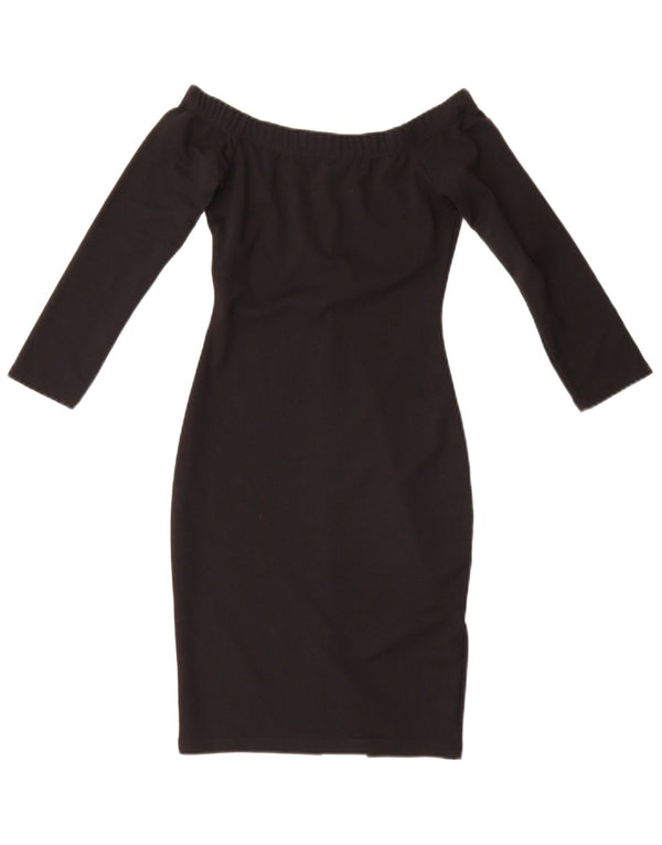 Zara Womens Trafaluc Long Sleeve Off Shoulder Dress UK 8 Small Black