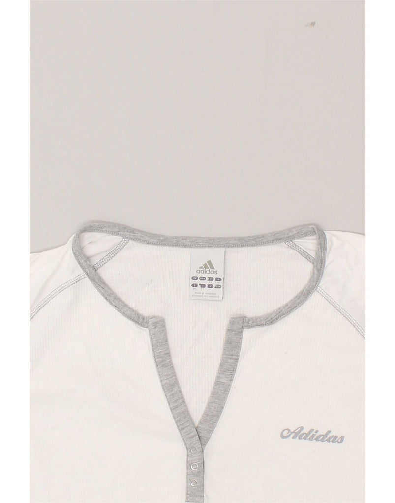 ADIDAS Womens Top 3/4 Sleeve UK 12 Medium White Cotton Vintage Adidas and Second-Hand Adidas from Messina Hembry 