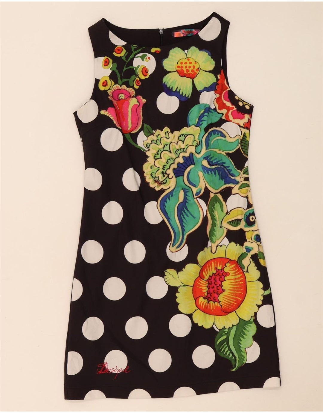 Desigual Womens Sleeveless Sheath Dress EU 38 Medium Black Floral