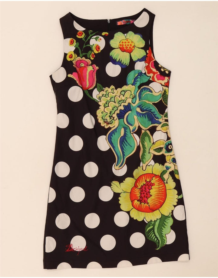 Desigual Womens Sleeveless Sheath Dress EU 38 Medium Black Floral
