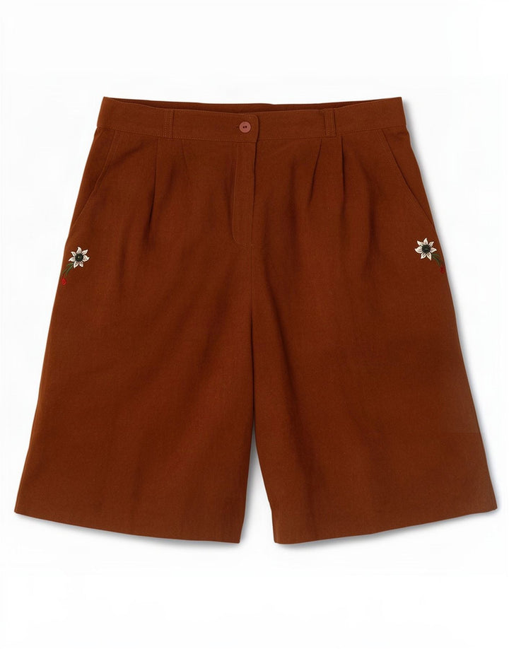 Vintage Womens High Waist Bermuda Shorts Medium W30 Brown