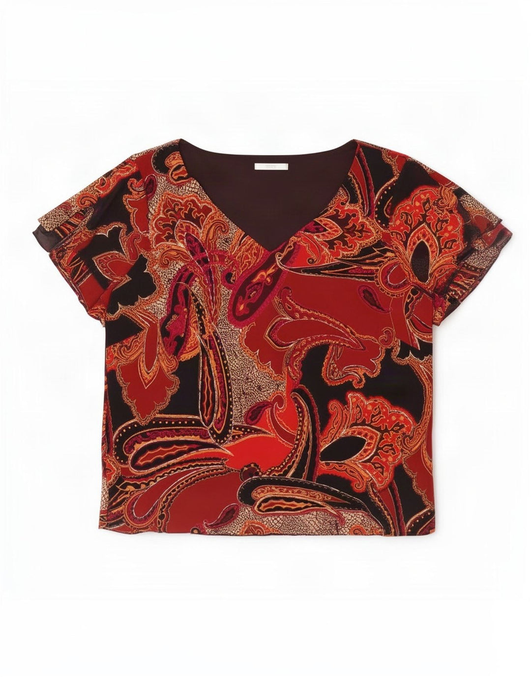 Marks & Spencer Womens Blouse Top UK 20 2XL Black Paisley Polyester