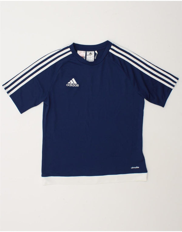 Adidas Boys Climalite T-Shirt Top 13-14 Years Navy Blue Colourblock