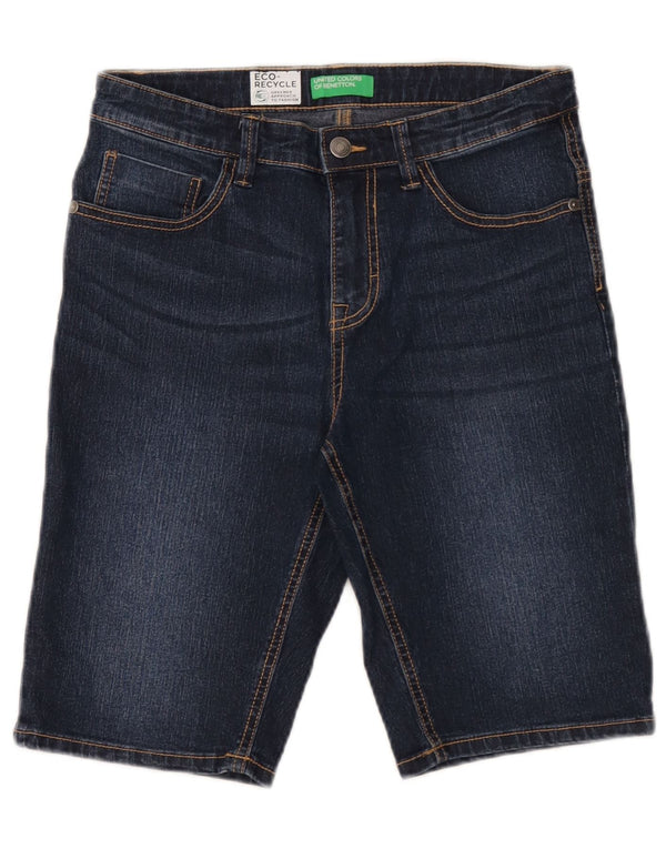 Benetton Boys Denim Shorts 11-12 Years 2XL W28 Blue Cotton