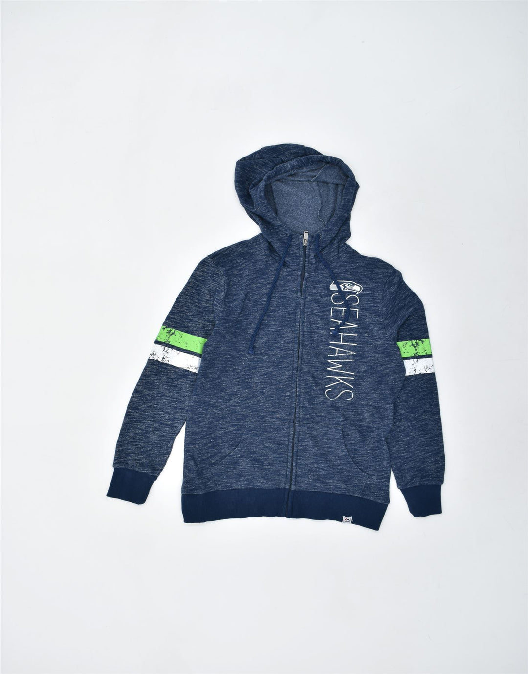 MAJESTIC Mens Graphic Zip Hoodie Sweater Small Blue Cotton | Vintage | Thrift | Second-Hand | Used Clothing | Messina Hembry 