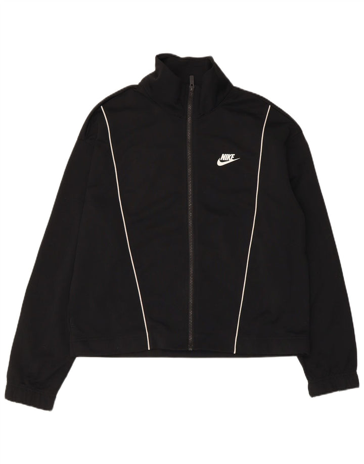 Nike Womens Tracksuit Top Jacket UK 14 Medium Black Polyester