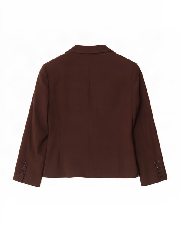 Marks & Spencer Womens 2 Button Blazer Jacket UK 16 Large Brown Polyester