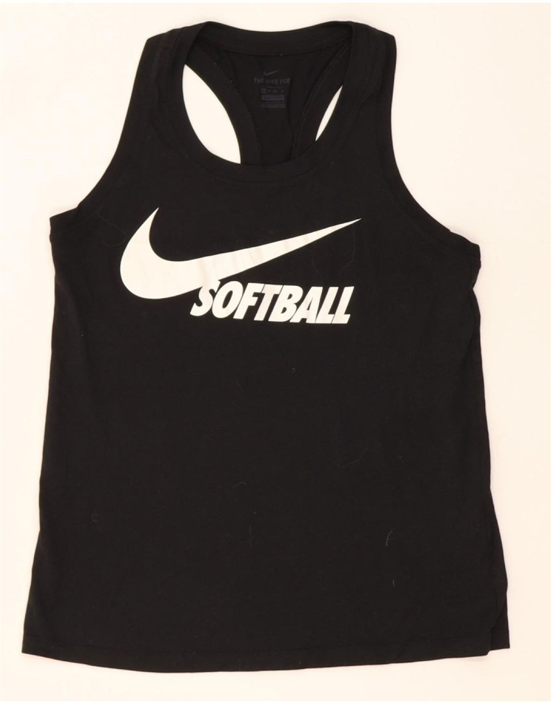 NIKE Womens Dri Fit Graphic Vest Top UK 6 XS Black Polyester Vintage Nike and Second-Hand Nike from Messina Hembry 