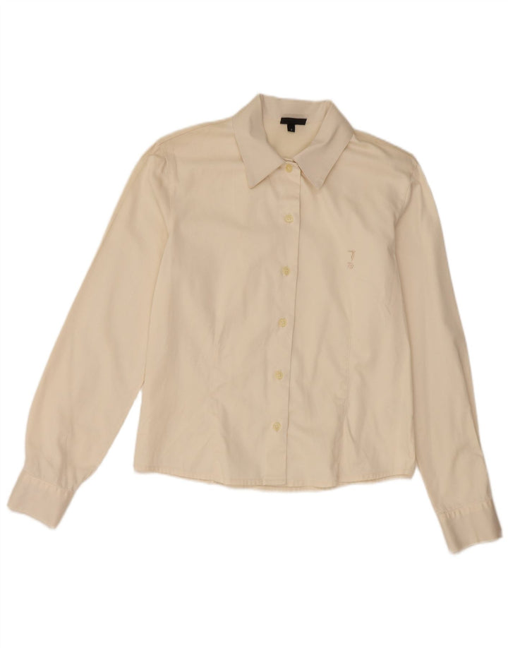 Trussardi Womens Shirt UK 10 Small Beige Cotton