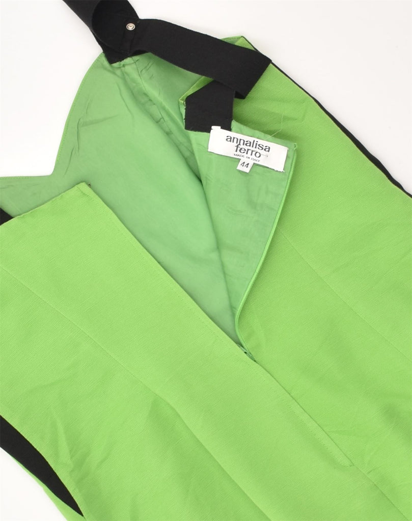 ANNALISA FERRO Womens Bodycon Dress IT 44 Medium Green Argyle/Diamond | Vintage Annalisa Ferro | Thrift | Second-Hand Annalisa Ferro | Used Clothing | Messina Hembry 