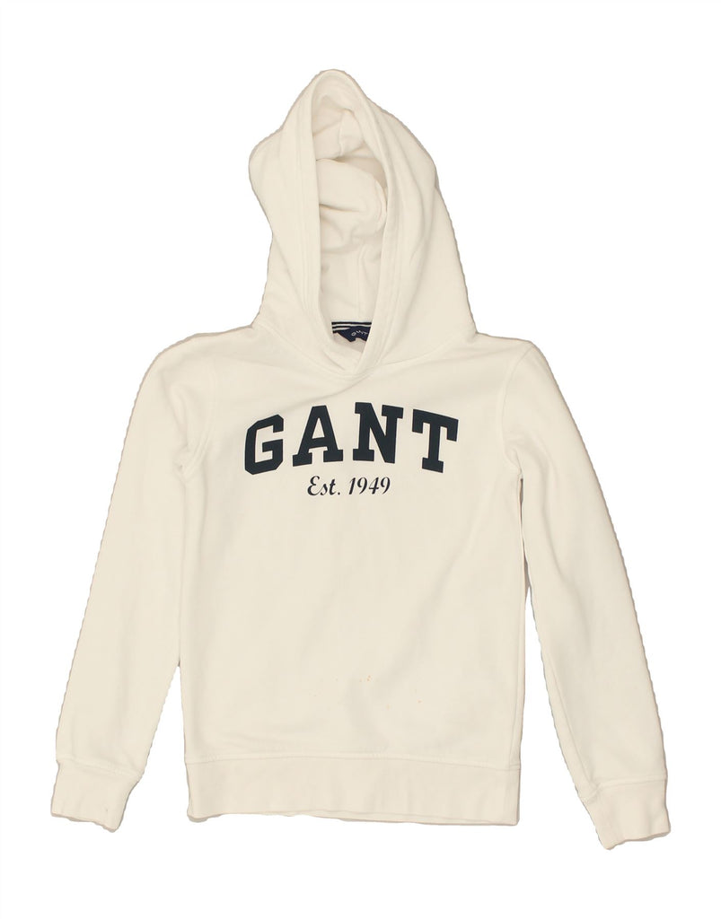 GANT Girls Graphic Hoodie Jumper 9-10 Years White Cotton | Vintage Gant | Thrift | Second-Hand Gant | Used Clothing | Messina Hembry 