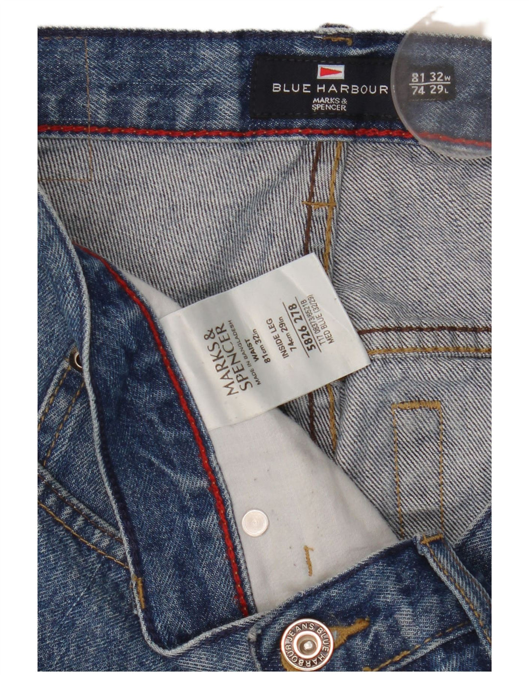 Marks & Spencer Mens Blue Harbour Straight Jeans W32 L29 Blue Cotton