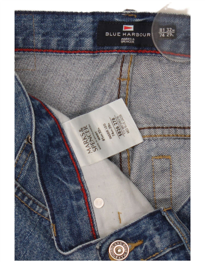 Marks & Spencer Mens Blue Harbour Straight Jeans W32 L29 Blue Cotton