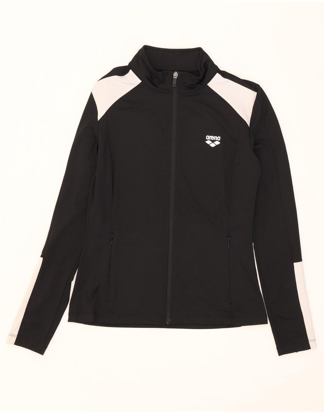 Arena Womens Tracksuit Top Jacket UK 10 Small Black Colourblock Polyester
